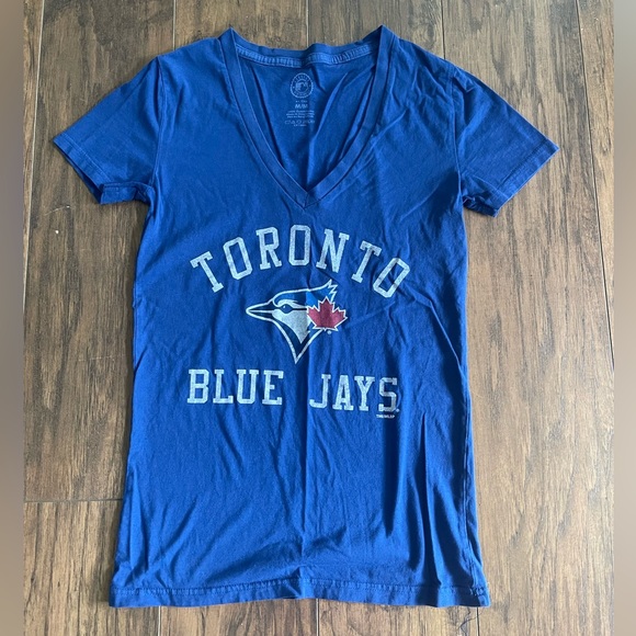 Women’s Toronto Blue Jays logo deep V neck T shirt Genuine merchandise - Picture 1 of 3